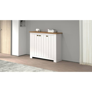 Scarpiera Dcigarin, Porta scarpe salvaspazio a 3 ante, Armadio multifunzione da ingresso, 114x42h100 cm, Bianco e Rovere