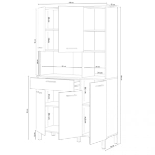 Alacena cocina Colin 5 Puertas Blanco Artik (Blanco Mate) - Roble Canadian