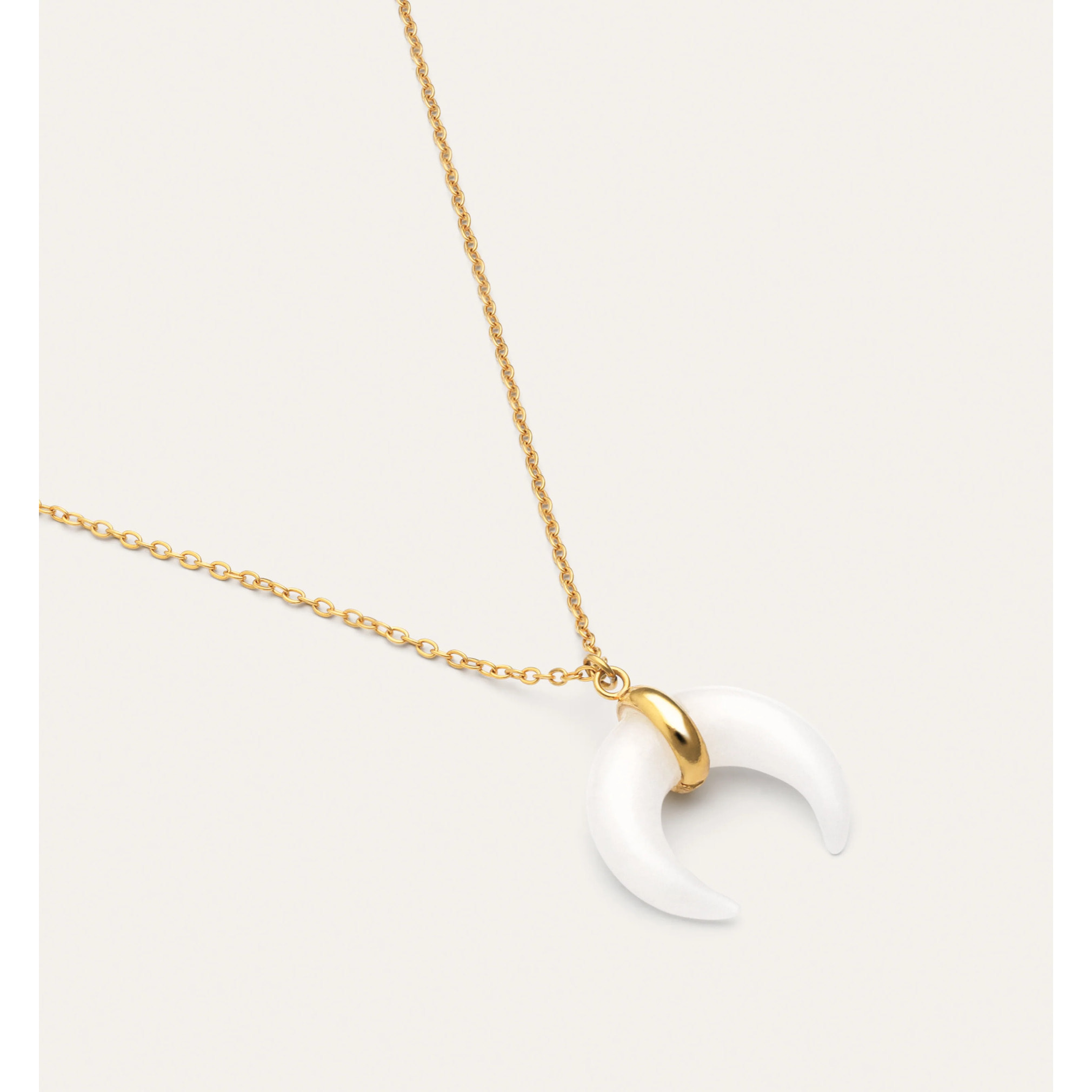 Collana Mini Moon Bianco Acciao Placcato Oro