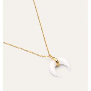 Collana Mini Moon Bianco Acciao Placcato Oro