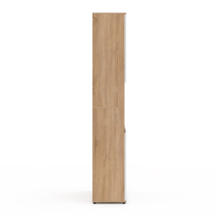 Armoire salle de bain Tom effet hêtre 4 portes blanches