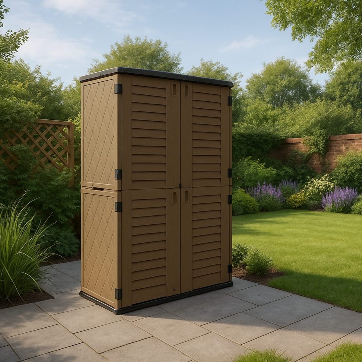 Armadio contenitore alto in resina marrone 125x73x202 cm – Andy