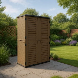 Armadio contenitore alto in resina marrone 125x73x202 cm – Andy