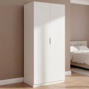 Armadio Guardaroba A 2 Ante Con Asta Appendiabiti E Ripiano Interno Mobile Armadio Salvaspazio Design Moderno Minimal 81 x 52 x 180 Cm Bianco