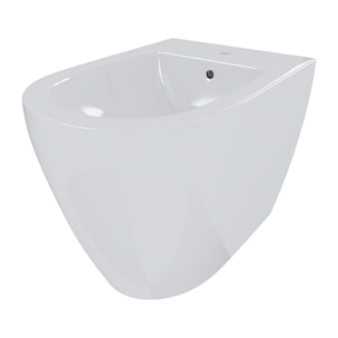 Coppia Sanitari Filomuro Filo Muro Filo Parete Vaso WC E Bidet Design Moderno In Ceramica Copriwater Chiusura Soft Close Rallentata Bianco Lucido