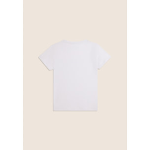 T-shirt con strass e inserto in mesh
