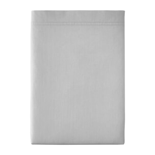Drap plat uni en percale de coton, PREMIÈRE, Gris Galet
