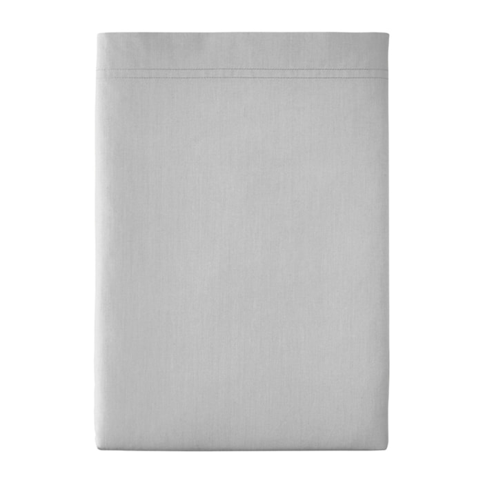 Drap plat uni en percale de coton, PREMIÈRE, Gris Galet