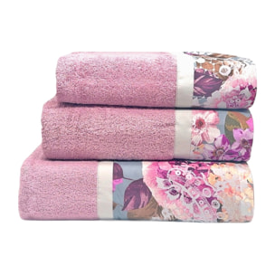 Set Spugna RICAMO 3 Pezzi: Viso+Ospite+Telo Bagno