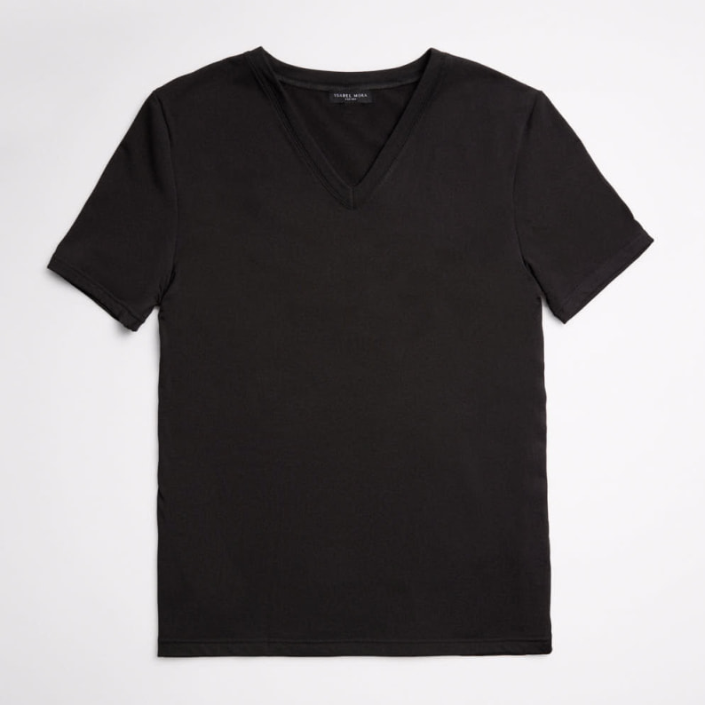 Maglia termica con scollo a V e maniche corte, nera