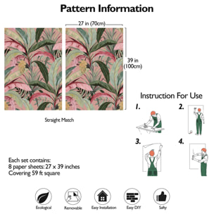 Carta da Parati Bosco Tropicale Rosa