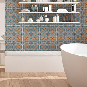 Stickers muraux - Sticker Mural Carrelage adhésif Cuisine Salle de Bain - 60 STICKERS CARREAUX DE CIMENT AZULEJOS DORENA