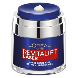 Press-Crème Nuit anti-âge visage et cou au Rétinol et à la Niacinamide, Revitalift Laser.