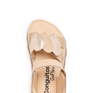 Sandalias de Niña de Napa Barefoot Goflex en Beige