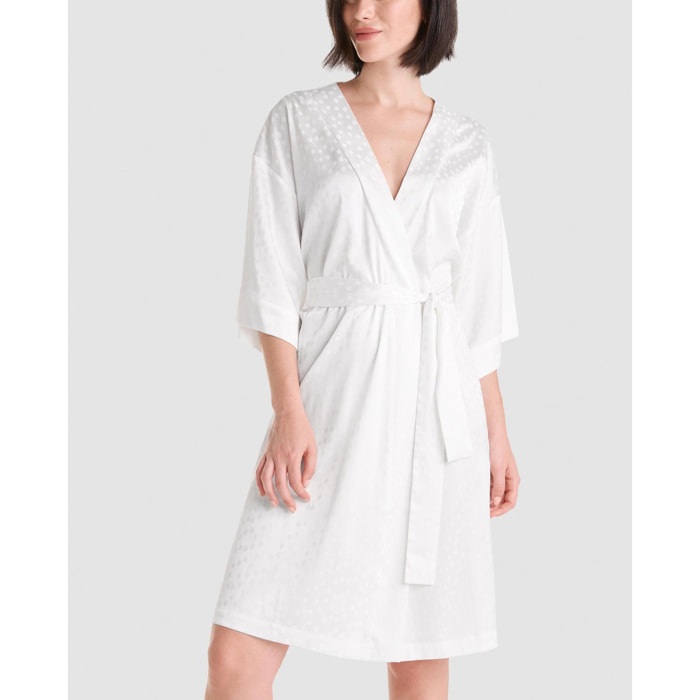 Bata corta mujer jacquard cuadritos elegante