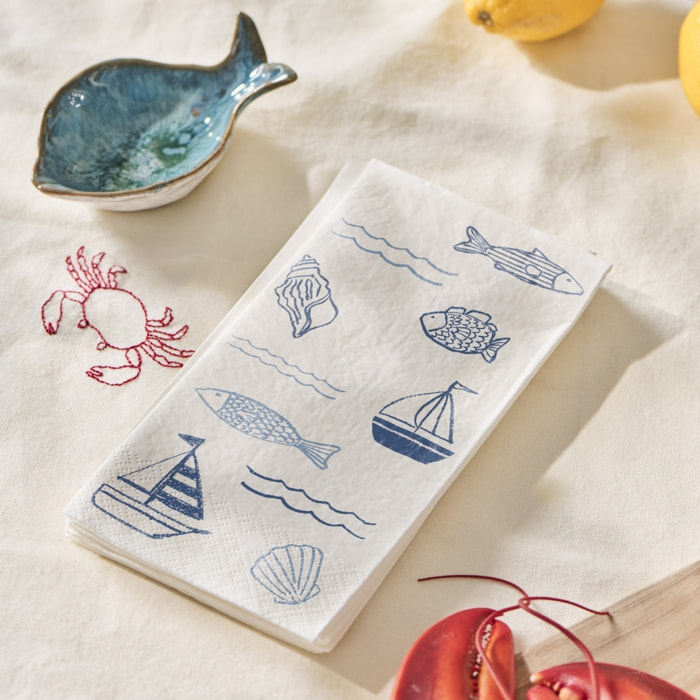 Pack 16 servilletas con motivos maritimos Napsea color azul Papel