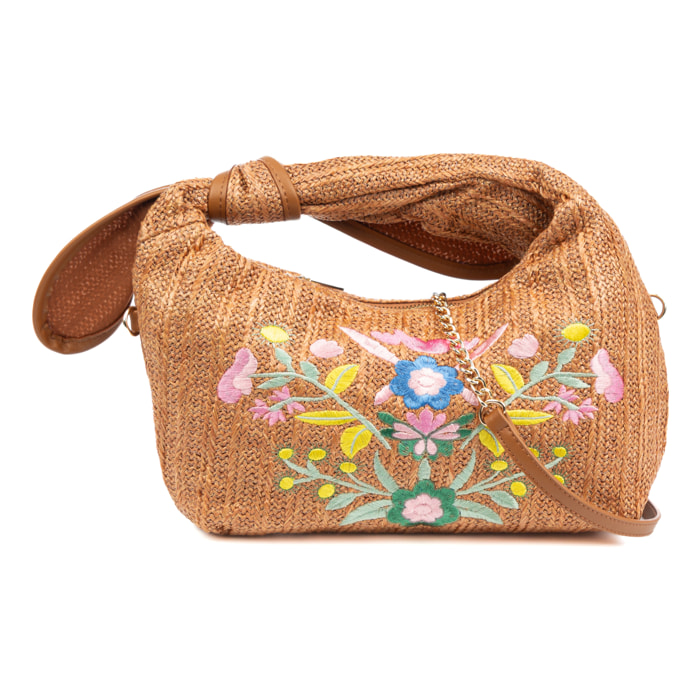 Bisagno Bolso de hombro Mujer. Fabricado en tela y piel sintética PU con diseño de flores.