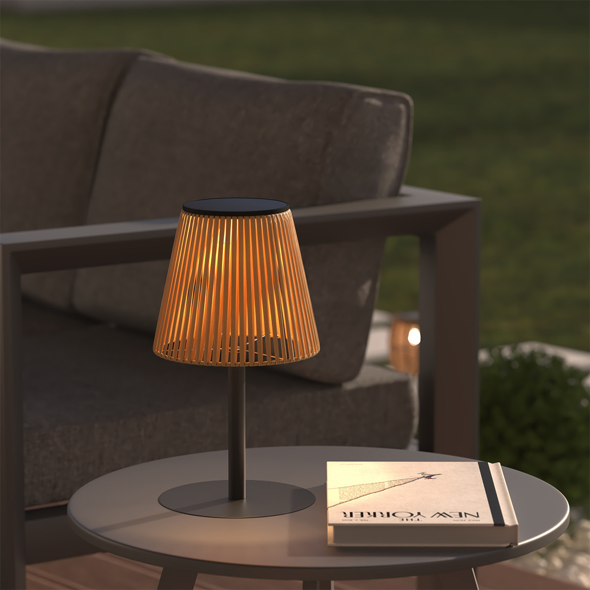 Lampe d extérieur solaire et USB "Kessy" beige H30cm