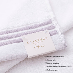Juego de 4 sets de 3 toallas blancas (4x tocador 30x50cm + 4x manos 50x90cm + 4x baño 70x140cm) 450gsm en algodón scalpers home