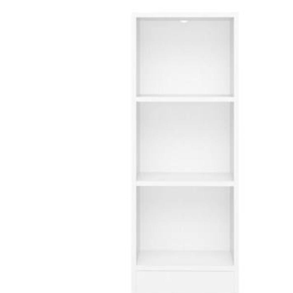 Libreria a tre ripiani, colore bianco, cm 40 x 107 x 26