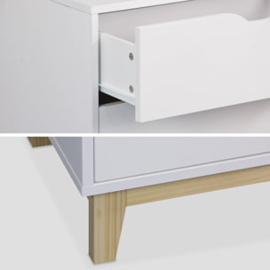 Commode blanche scandinave - Floki - chiffonnier avec pieds en bois de sapin. 4 tiroirs. 60x40x90cm