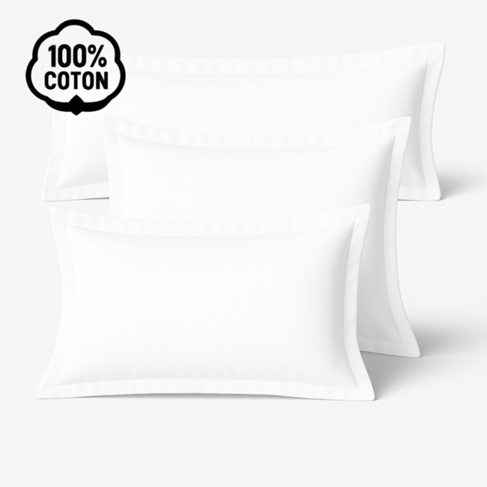 Taies d’oreiller et traversin 100% coton | Blanc | Douces, respirantes, naturelles