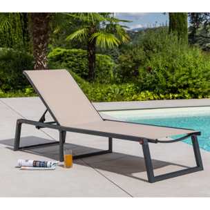 Transat de jardin en aluminium - pliable - lin - NARA
