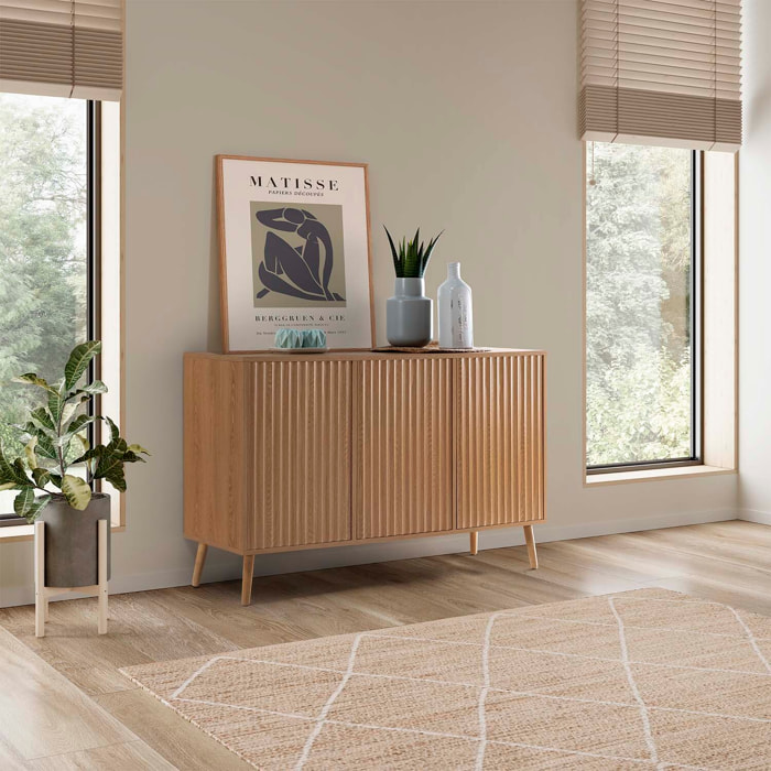 Aparador Lluvia 3 puertas color roble, 120 cm Ancho