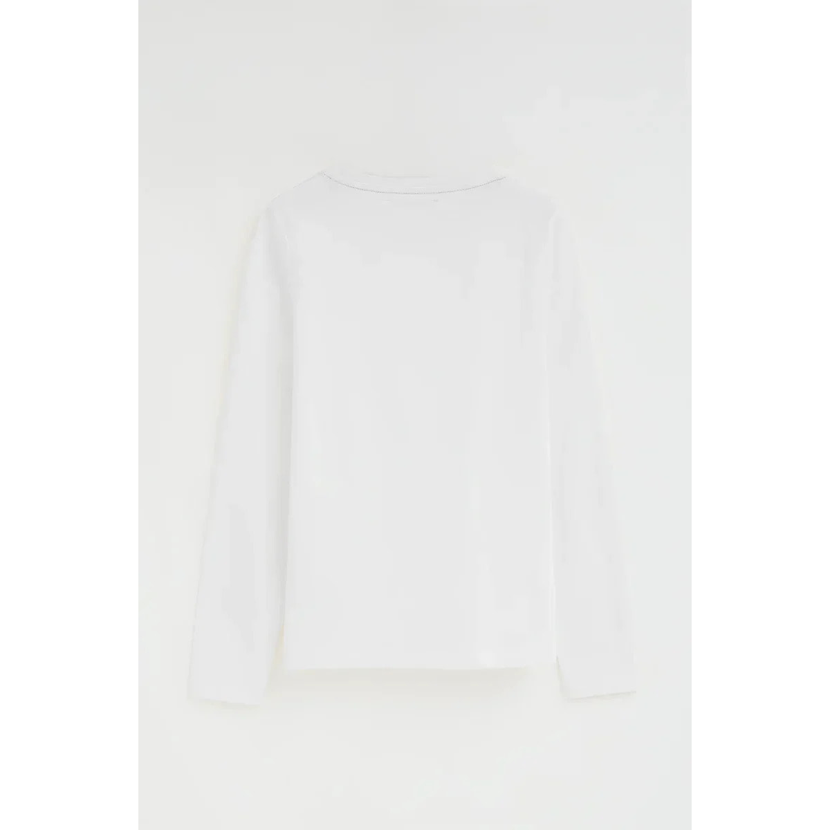 Camiseta blanca de manga larga y cuello redondo con bordado Rigby Go
