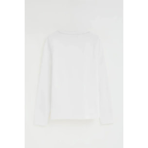 Camiseta blanca de manga larga y cuello redondo con bordado Rigby Go