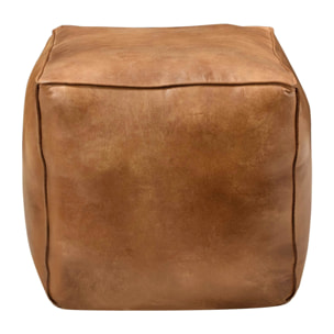 Pouf carré en cuir marron 40 cm - Arrah