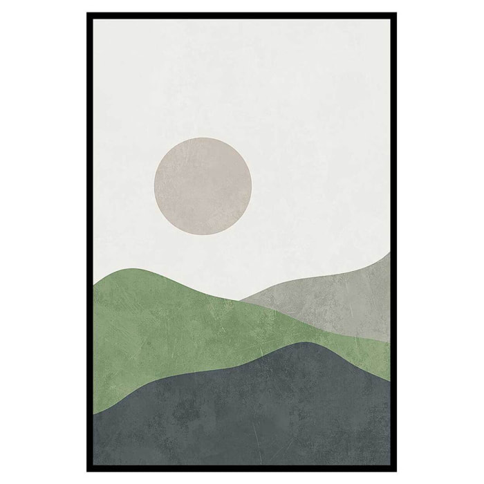 Affiche encadrée paysage abstrait vert Affiche + cadre en métal - Noir