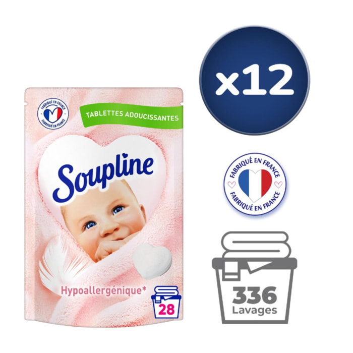 Pack de 12 - Soupline Tablettes Adoucissantes Cœurs Hypoallergénique - 28 pièces
