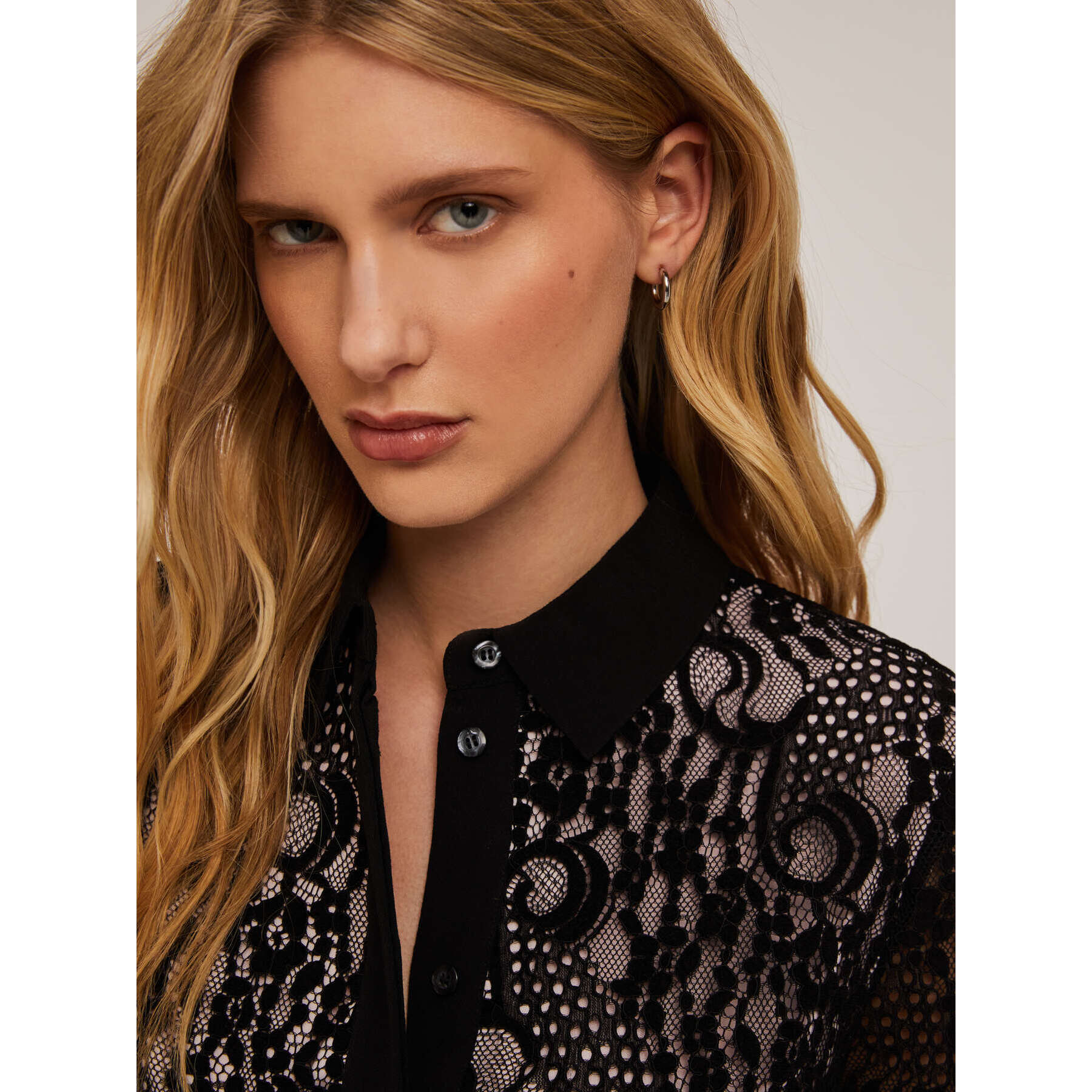 Motivi - Vestito chemisier in pizzo macramé - Nero