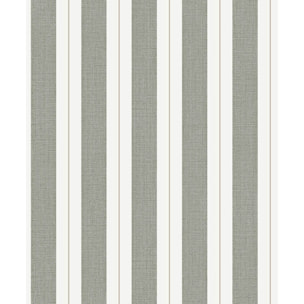 Papier peint rayures tissé gris foncé filet or