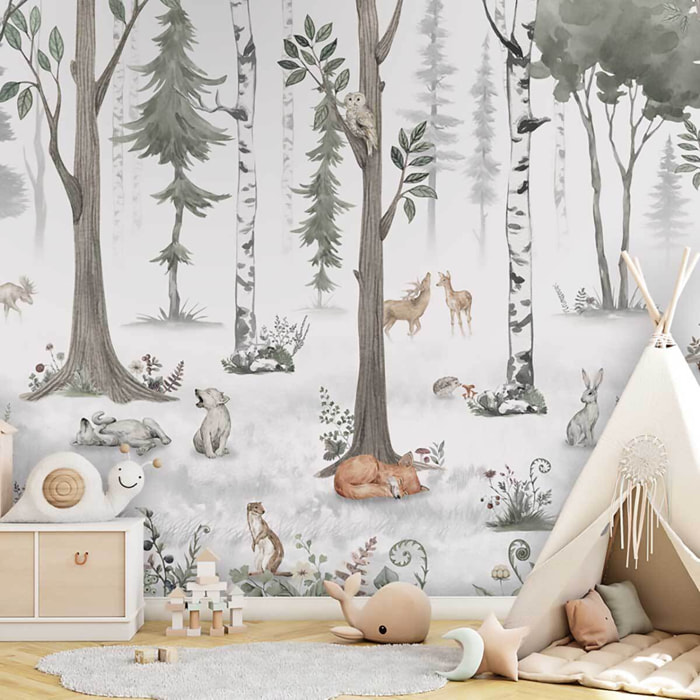 Papier enfant Forêt de bouleaux et Cie Intissé