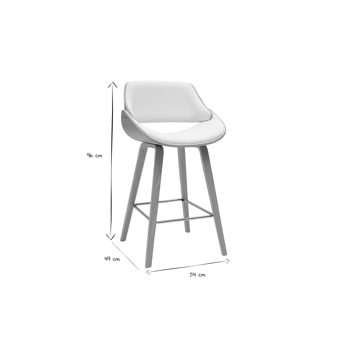 Tabourets de bar design blancs et bois clair H70 cm (lot de 2) CLASH
