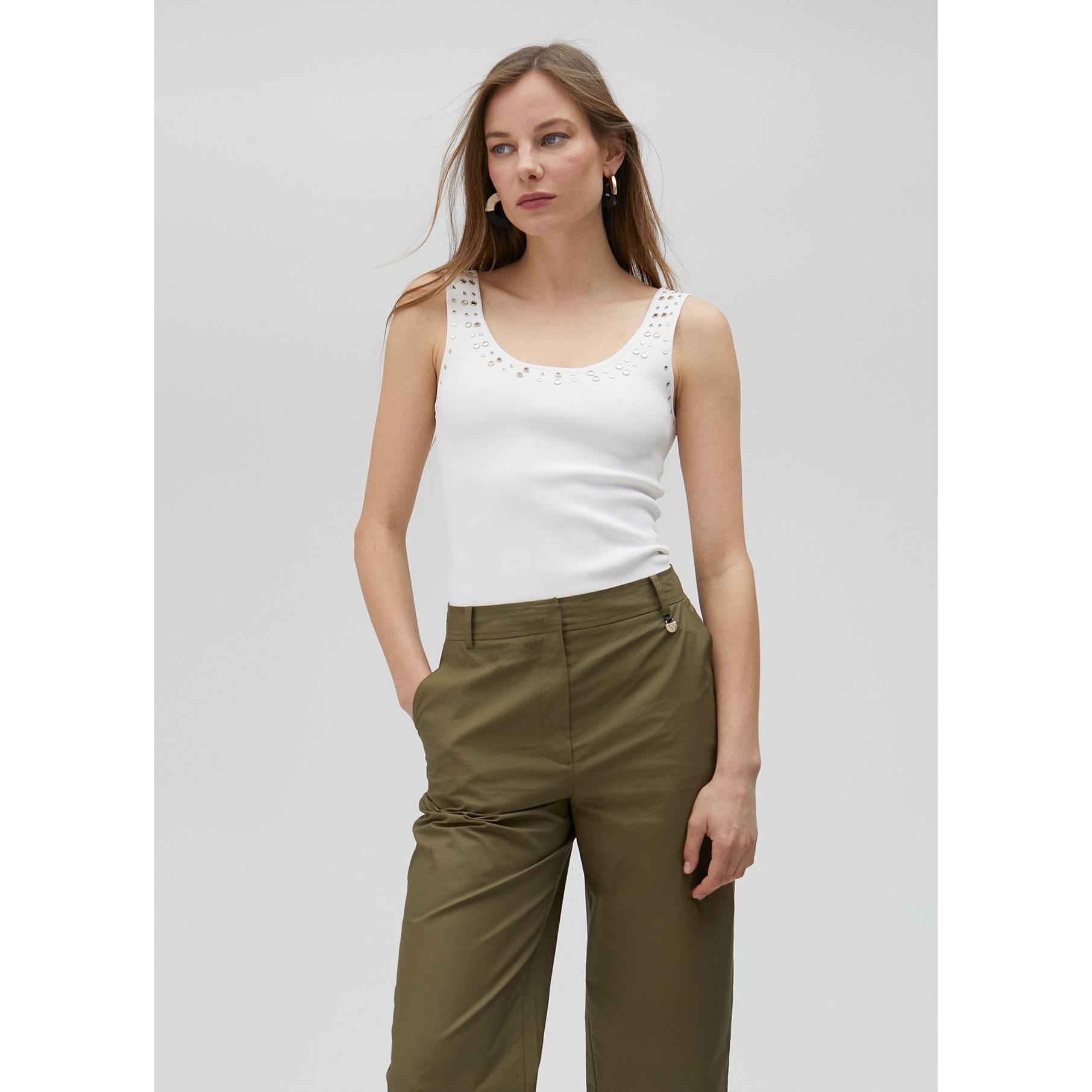 Pantaloni popeline orlo risvolto