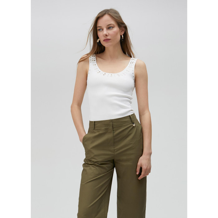 Pantaloni popeline orlo risvolto