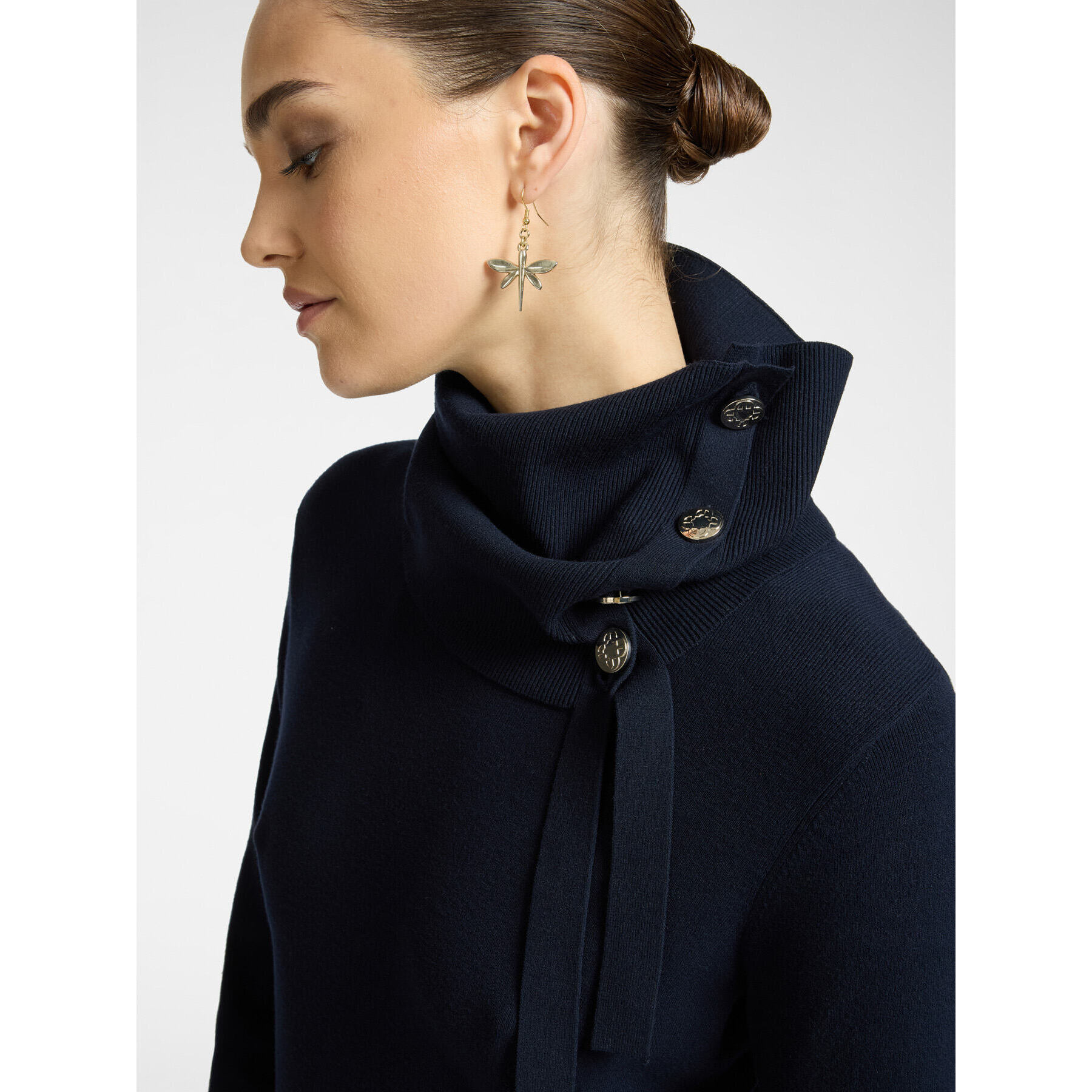 Elena Mirò - Abito in tricot con bottoni - Blu