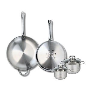 Ensemble de 2 Poêles de cuisson 28 et 32 cm et 2 faitouts 12 et 14 cm Elo Profi Brillant