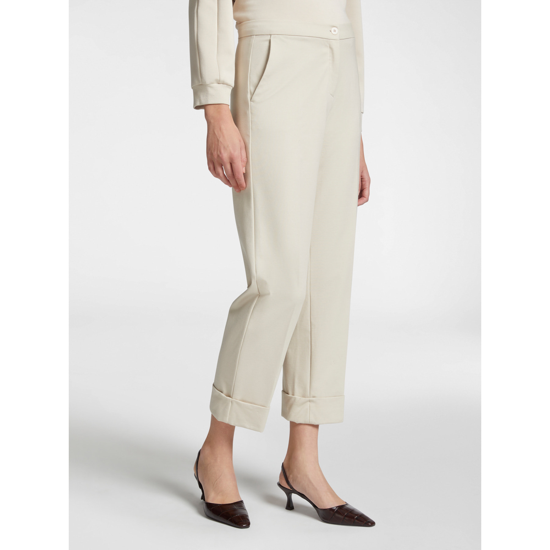 Elena Mirò - Pantaloni cropped tinta unita - Beige