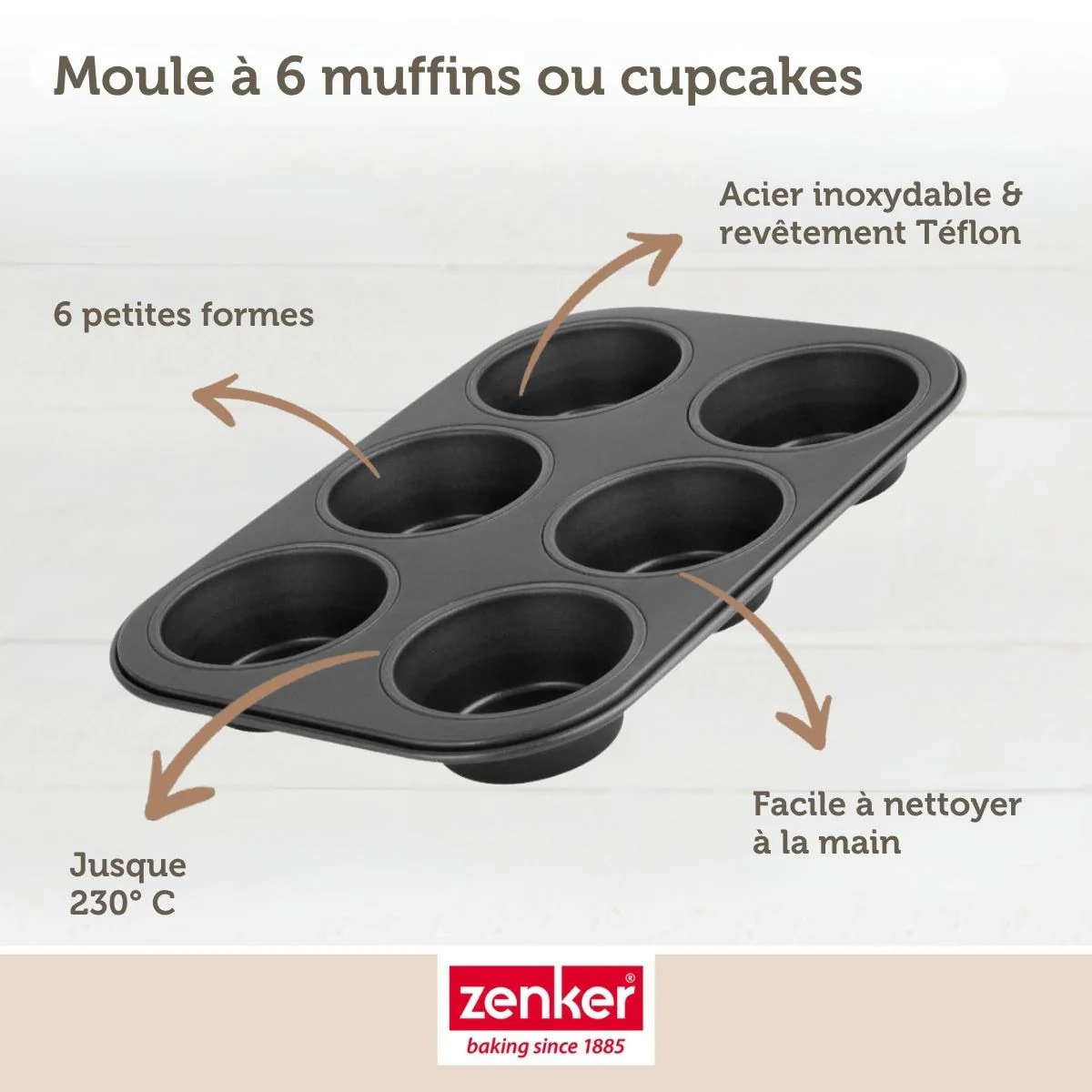 Moule à muffins 6 empreintes 28 x 19 cm Zenker Black Metallic