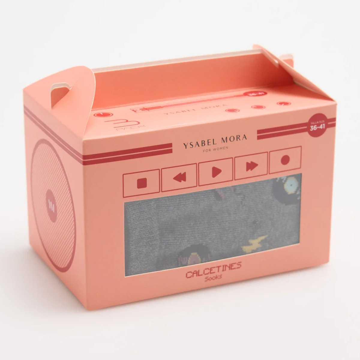 Confezione regalo di 3 calzini con musicassette