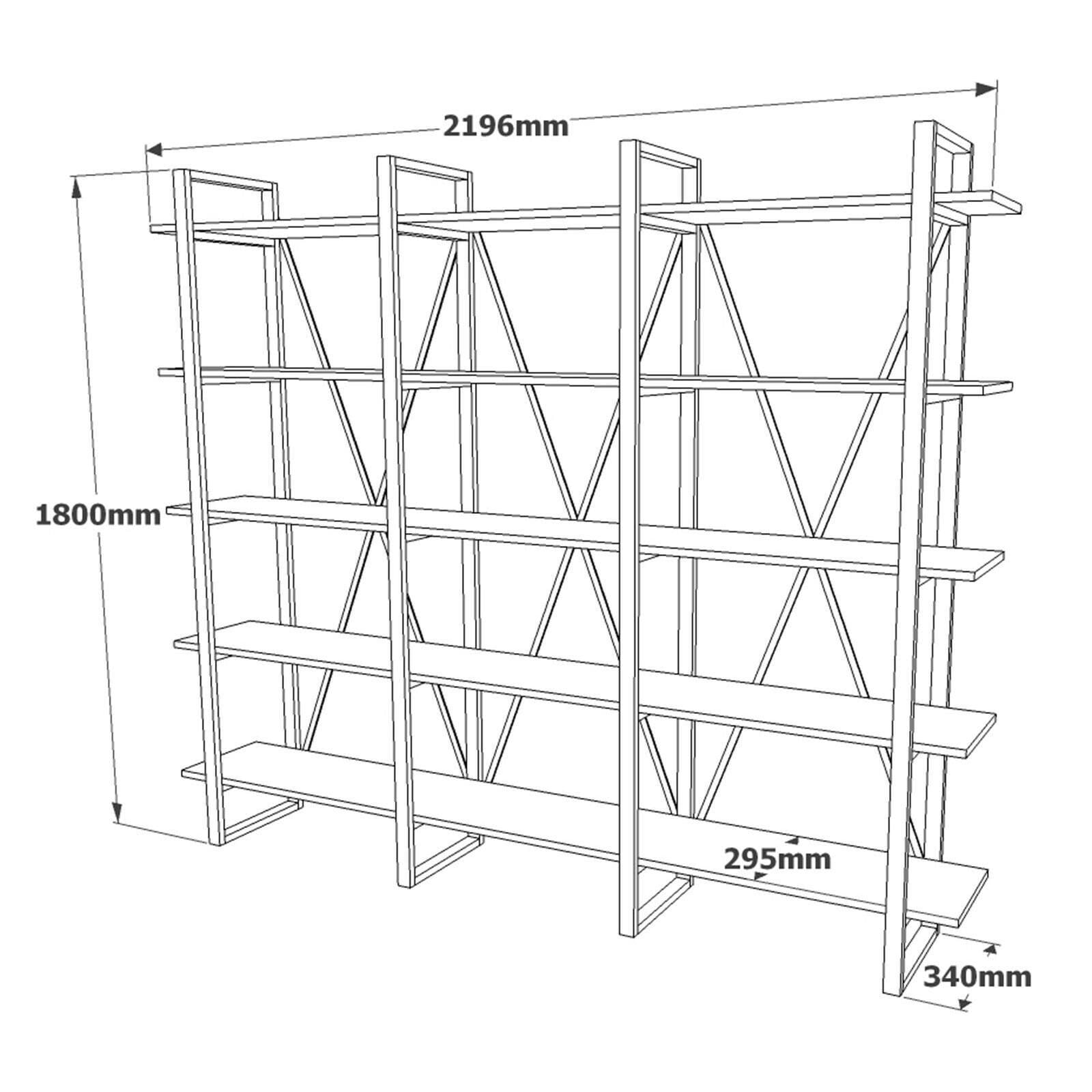 Libreria Dangelin, Scaffale da ufficio, Mobile portalibri, Biblioteca, 220x34h180 cm, Quercia