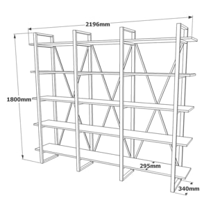 Libreria Dangelin, Scaffale da ufficio, Mobile portalibri, Biblioteca, 220x34h180 cm, Quercia