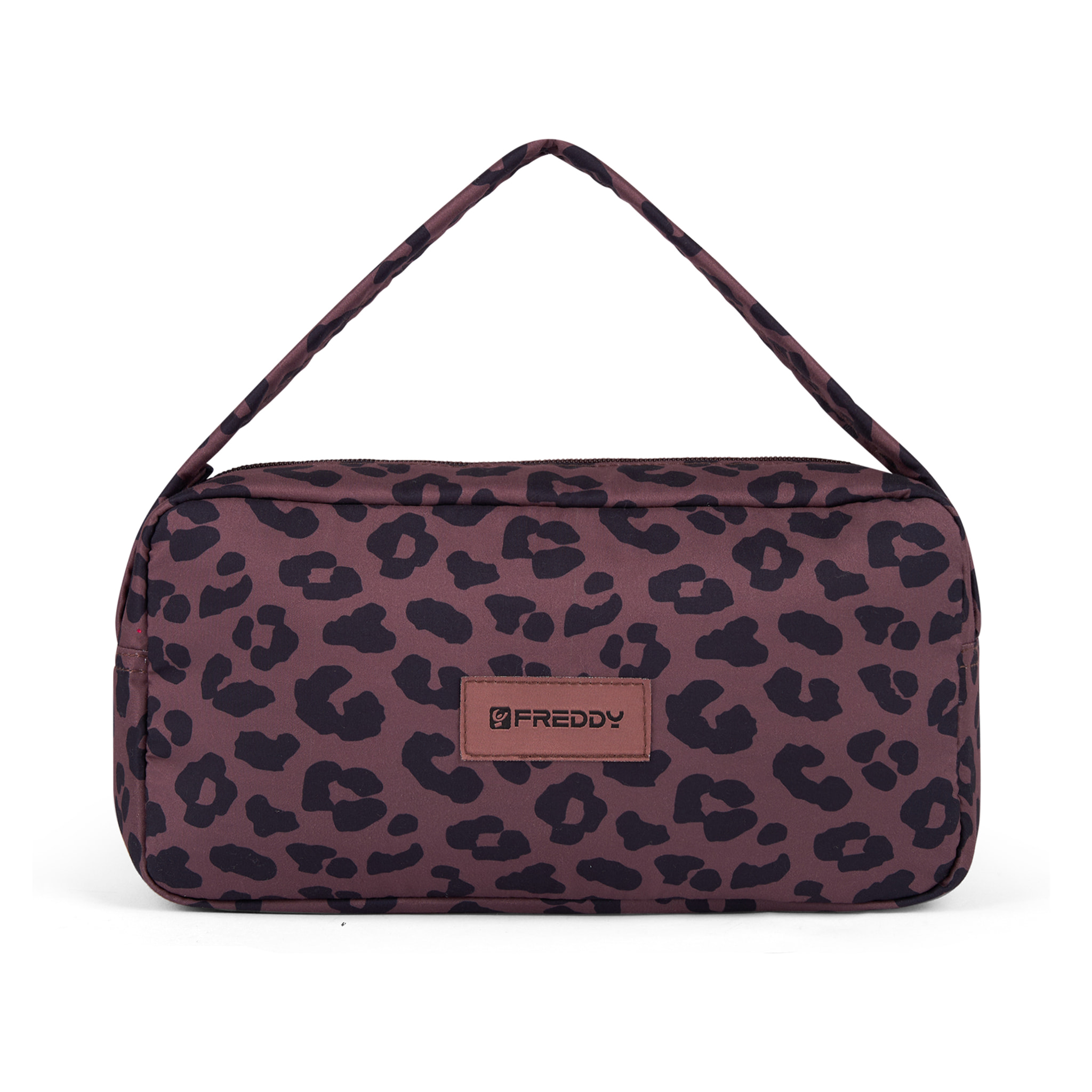 Borsa a spalla leopardata in poliestere con logo FREDDY