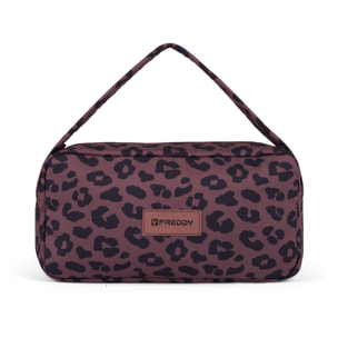 Borsa a spalla leopardata in poliestere con logo FREDDY