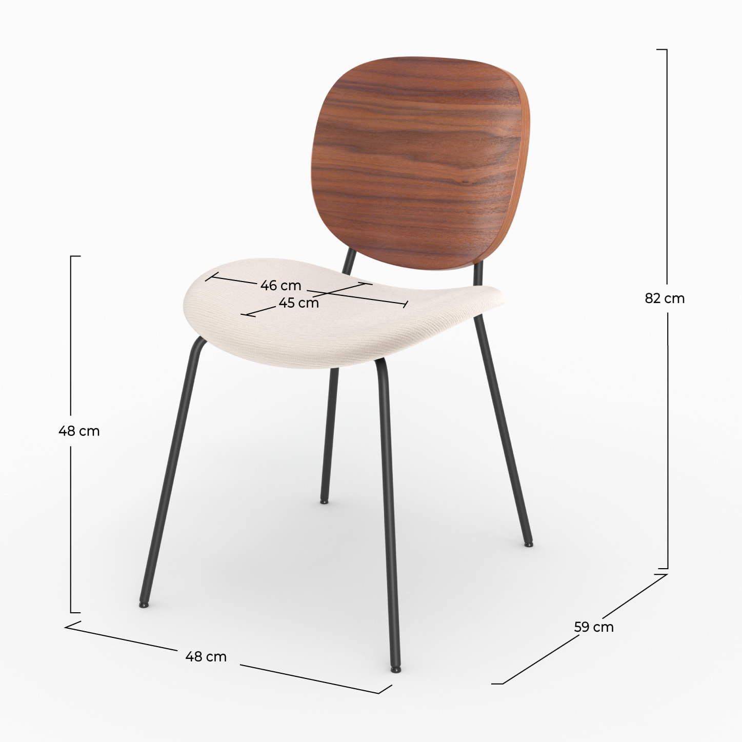 Lot de 2 chaises en tissu beige chiné et bois - Simone