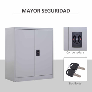 Armario Archivador Metálico, Archivador de Oficina, con 2 Puertas, Cerradura, Estante Ajustable, Armario Metálico para Sala de Estar, Estudio, 80x40x92,5 cm, Gris